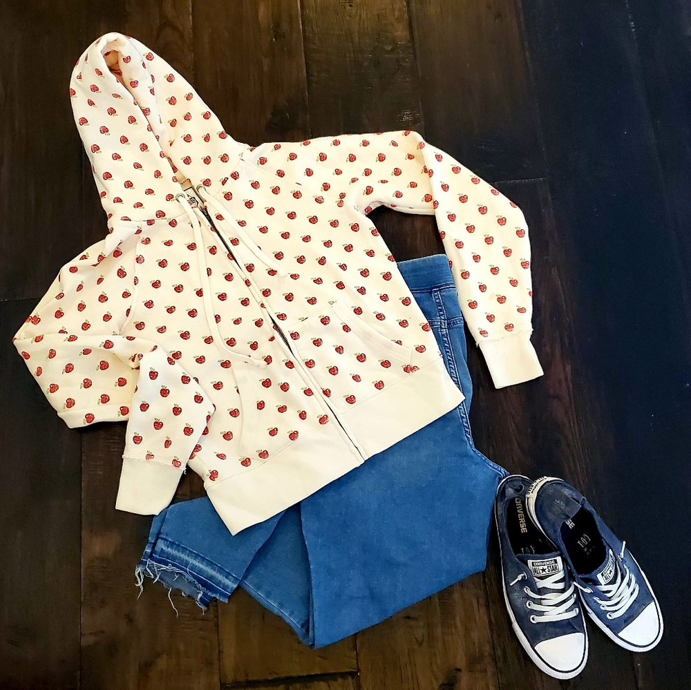 Victoria's Secret PINK Apple Print Zip Sweatshirt